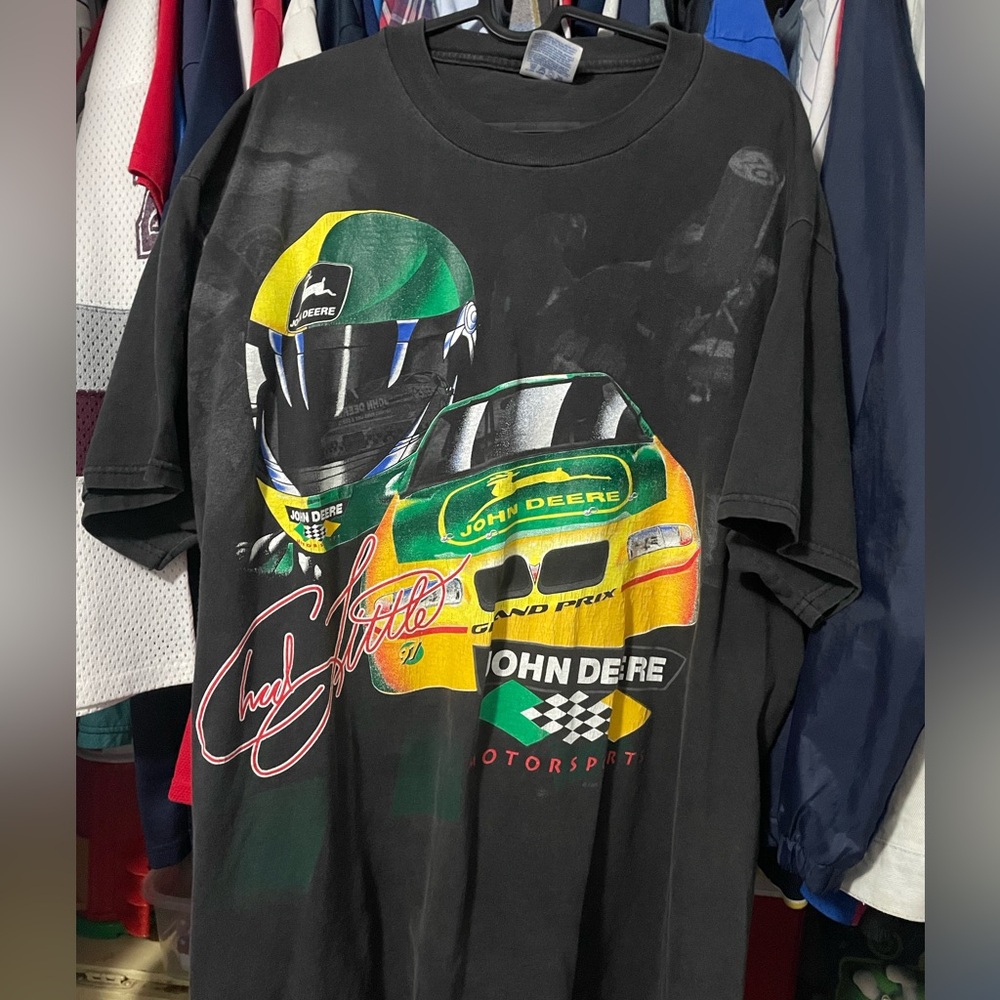 Vintage NASCAR Chad Little signature John Deere Tee Shirt RARE